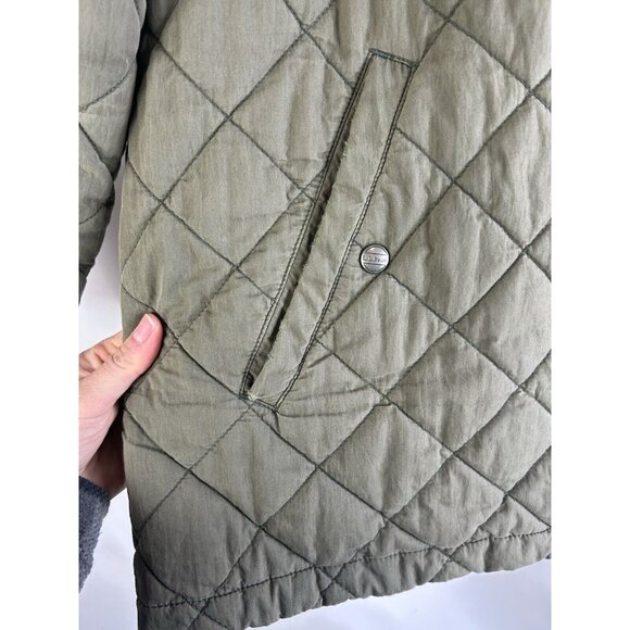 Vintage 90s L.L. Bean Quilted Corduroy Collar Barn Chore Coat Green - Picture 8 of 10
